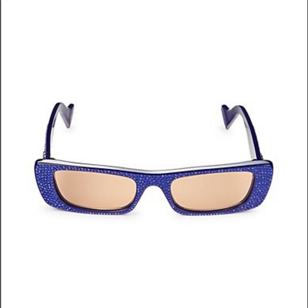 RARE Unopened Gucci 52-20-145 Blue Crystal Rectangle Sunglasses Discontinued